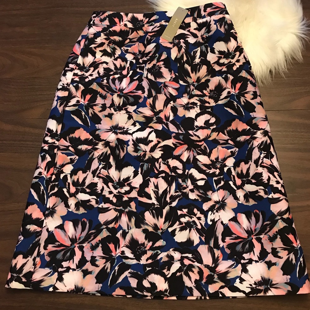 J.CREW E9135 A-Line Skirt In Hibiscus Floral Sz 00 - Picture 3 of 8